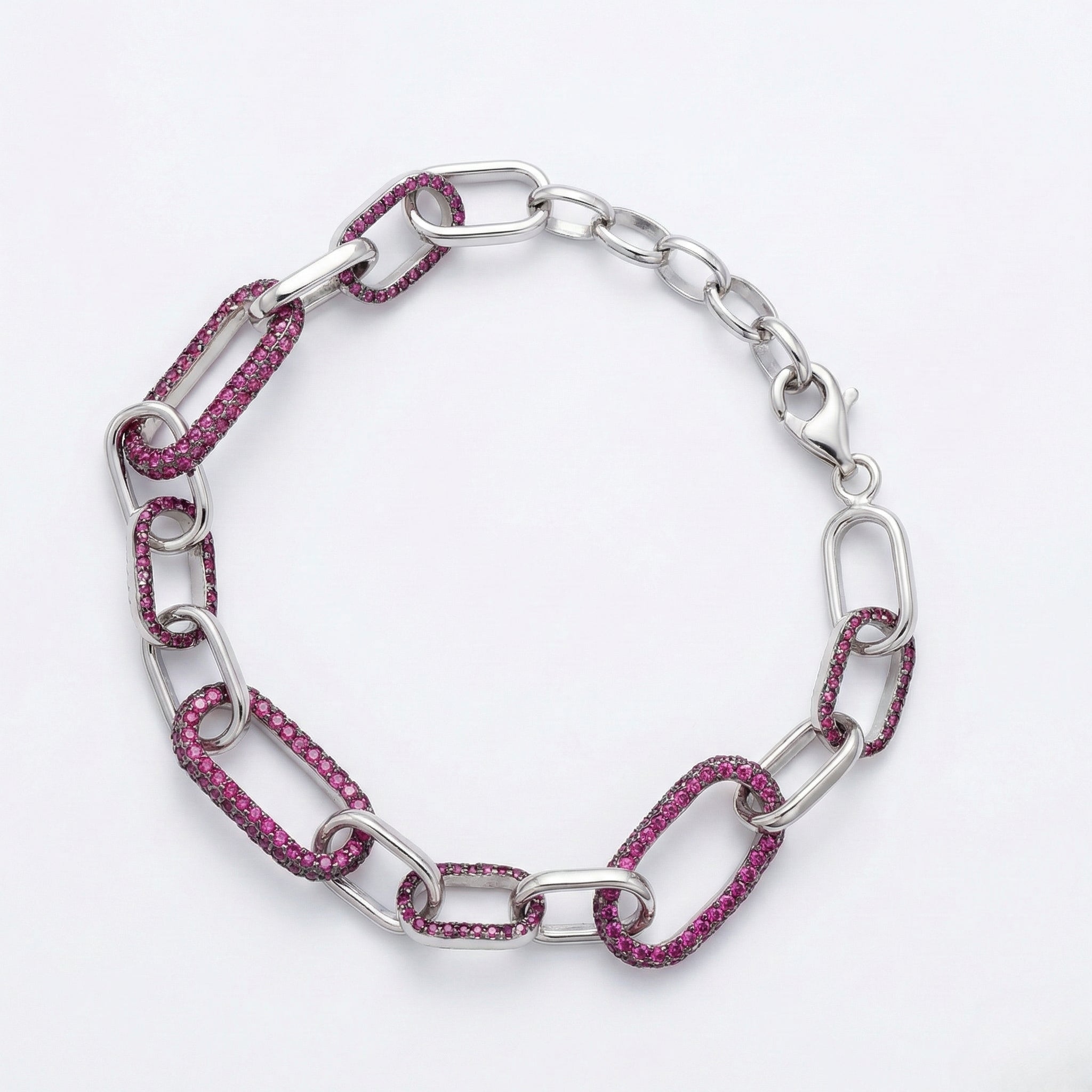 Silver Crimson Varied Link Bracelet for Women