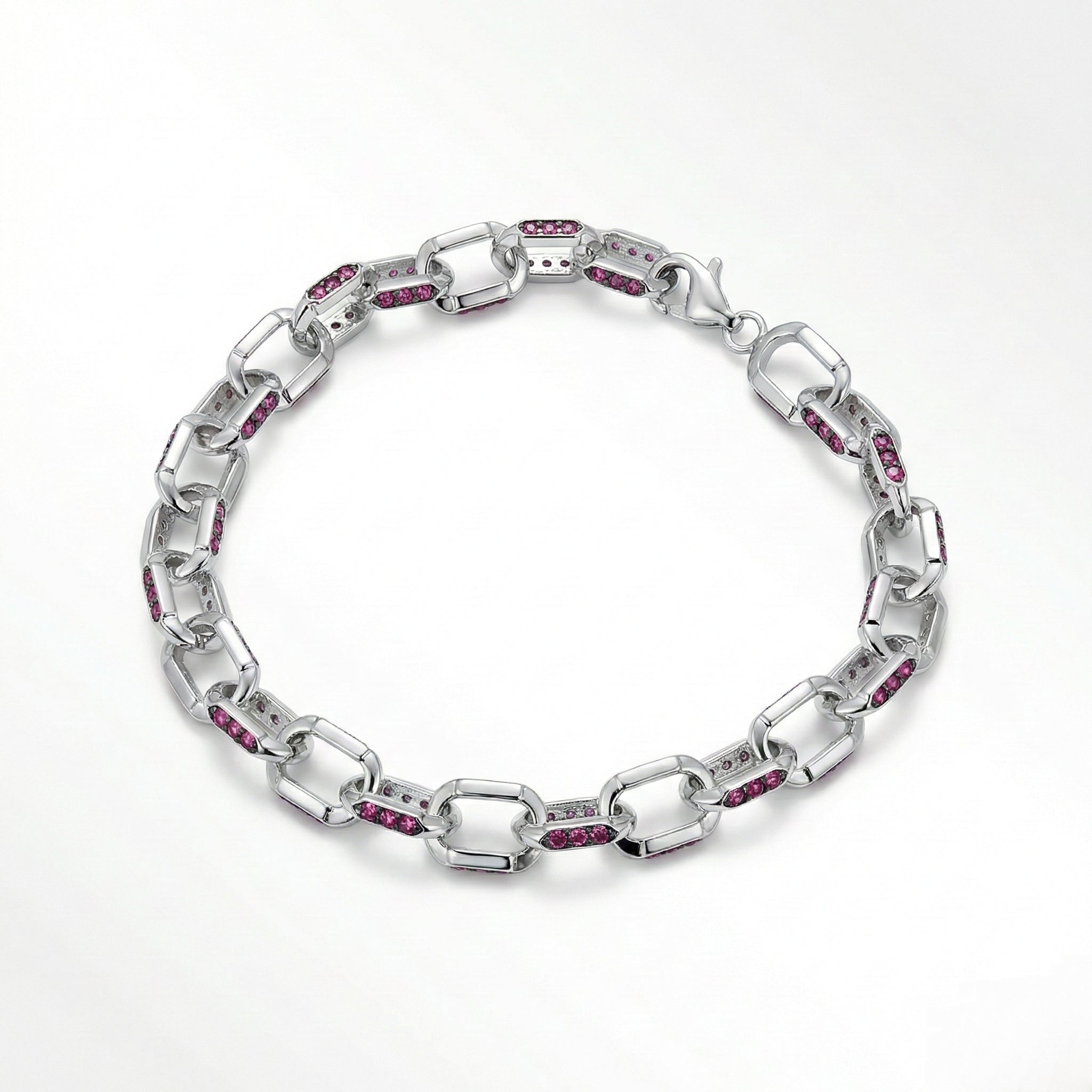 Silver Crimson Bar Link Bracelet for Women