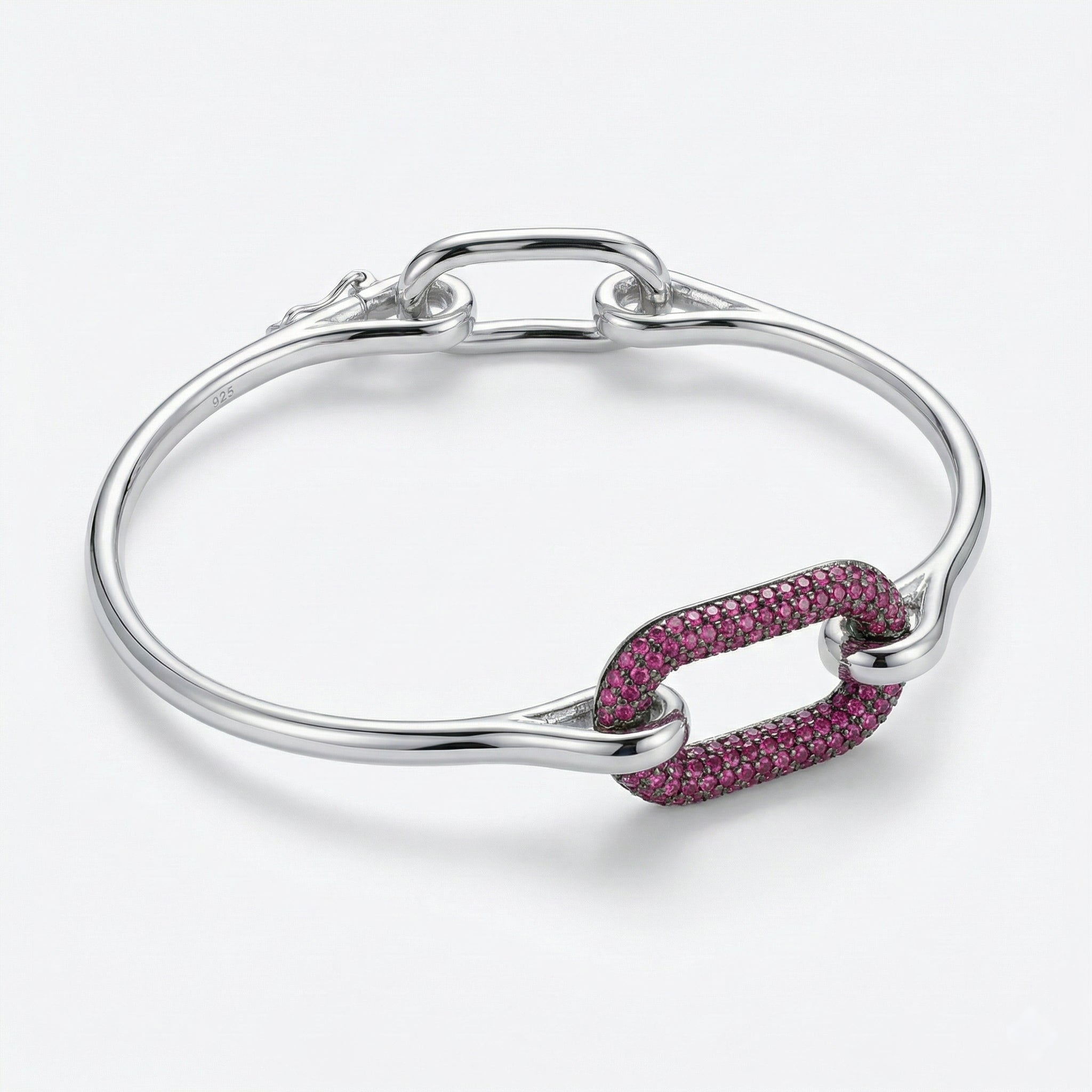 Silver Crimson Open Link Bangle for Women