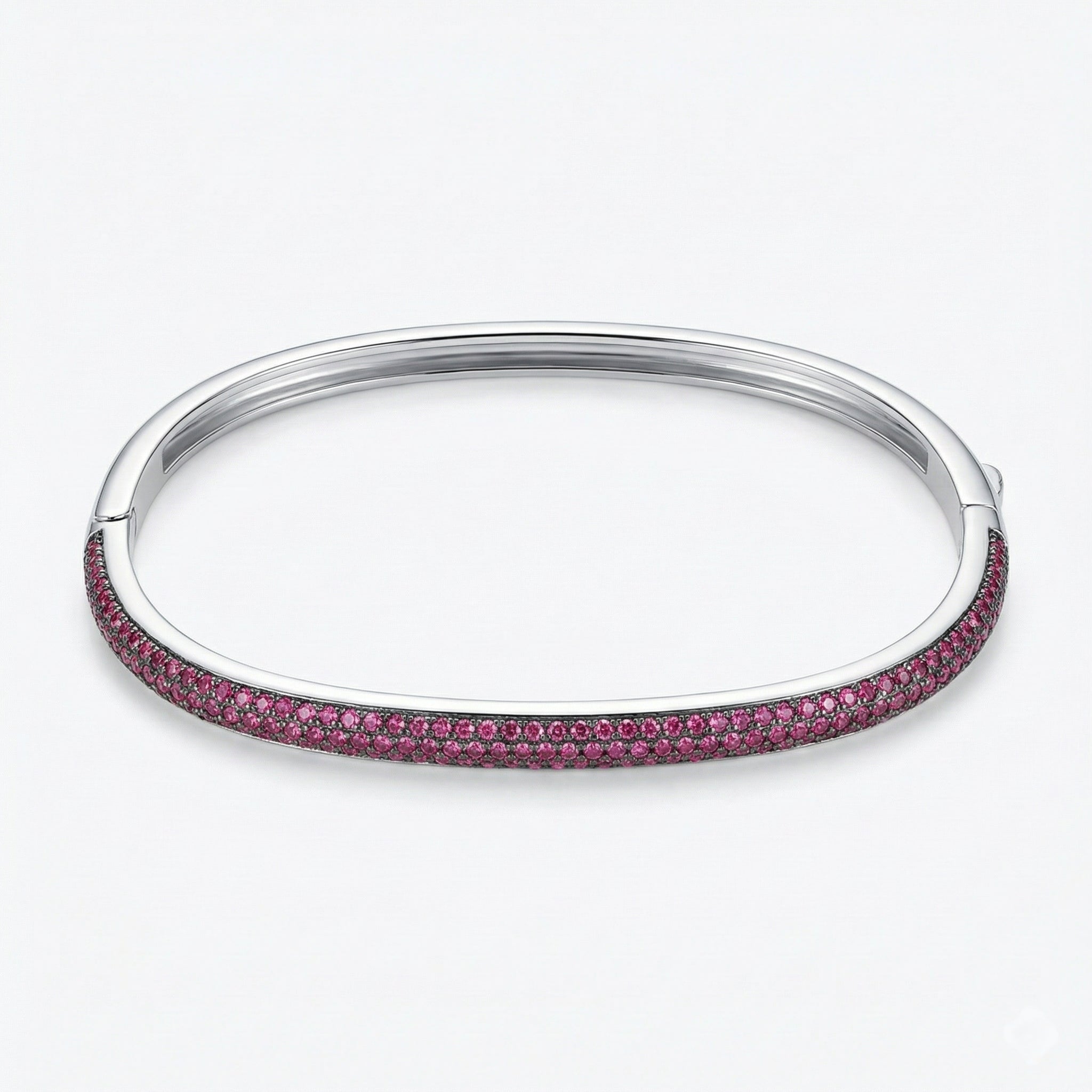 Silver Crimson Pavé Slim Bangle for Women