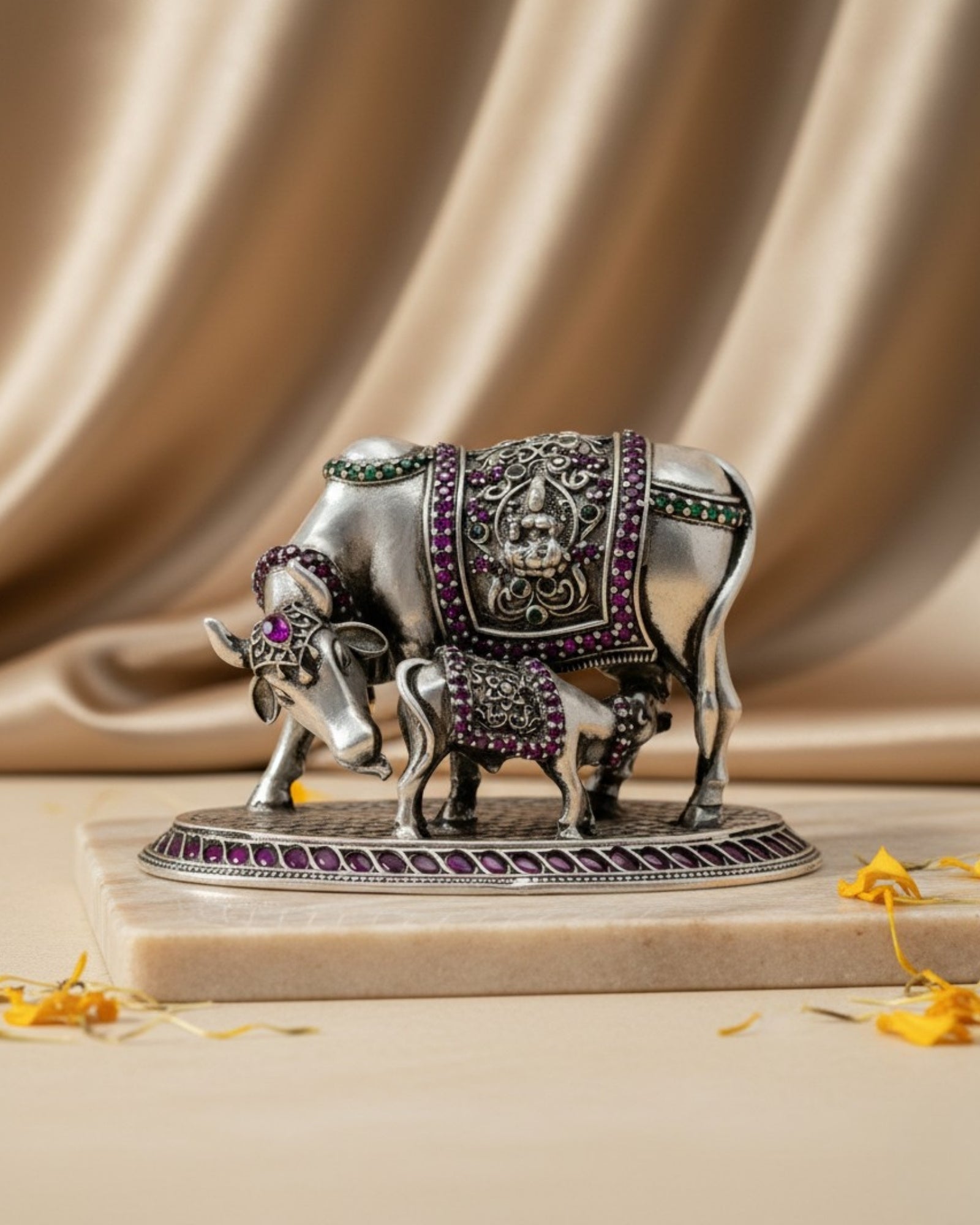 Cow Calf Silver 925 Idol — 3 Inch