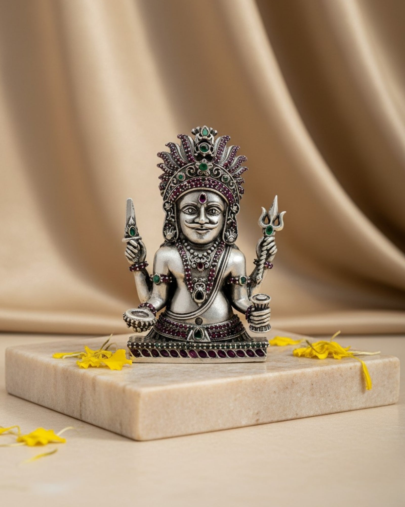 Nakoda Bheruji Silver 925 Idol — 3 Inch