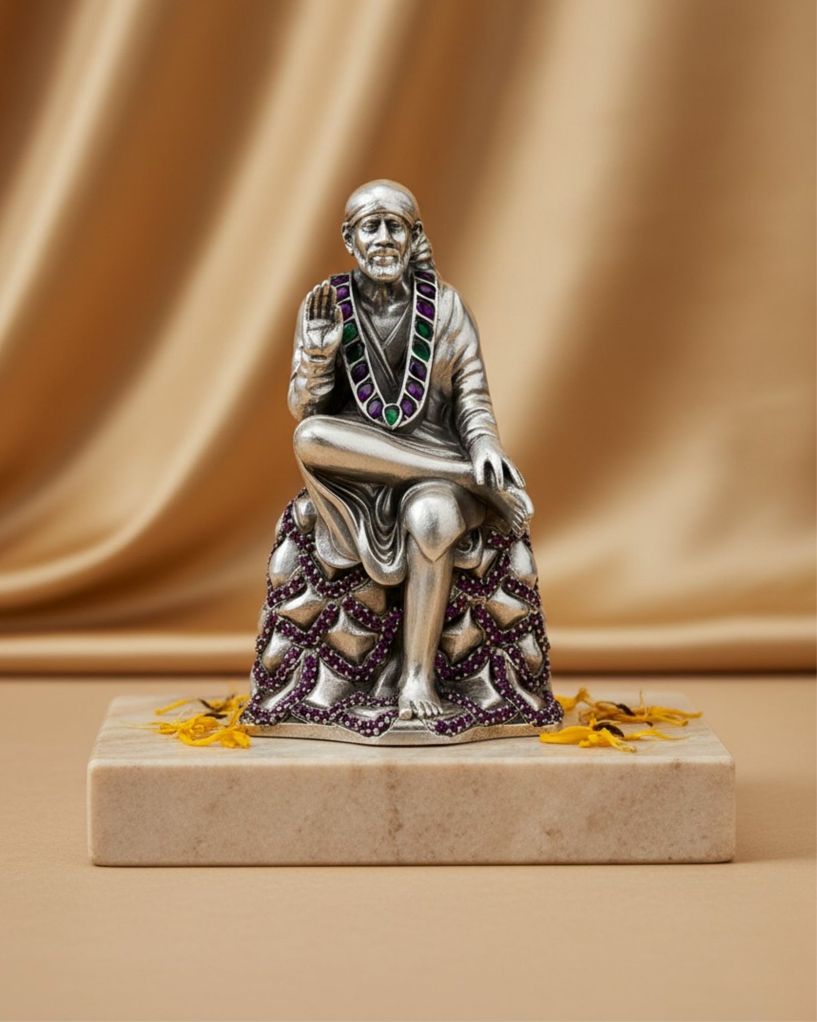 Sai Baba Pure Silver Idol (3 Inch, 100g)