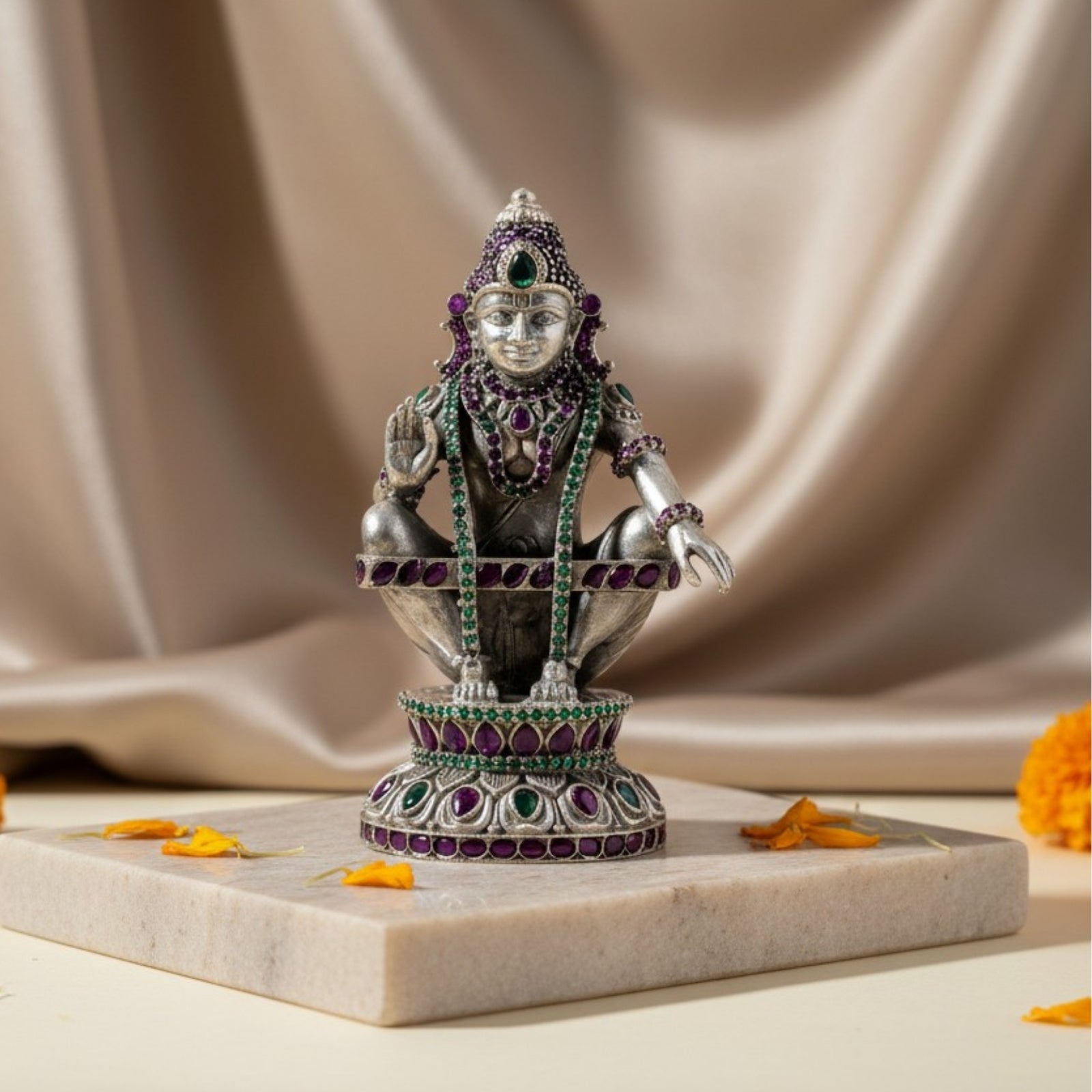 Ayyappa Swami Pure Silver Idol (3 Inch, 80g)