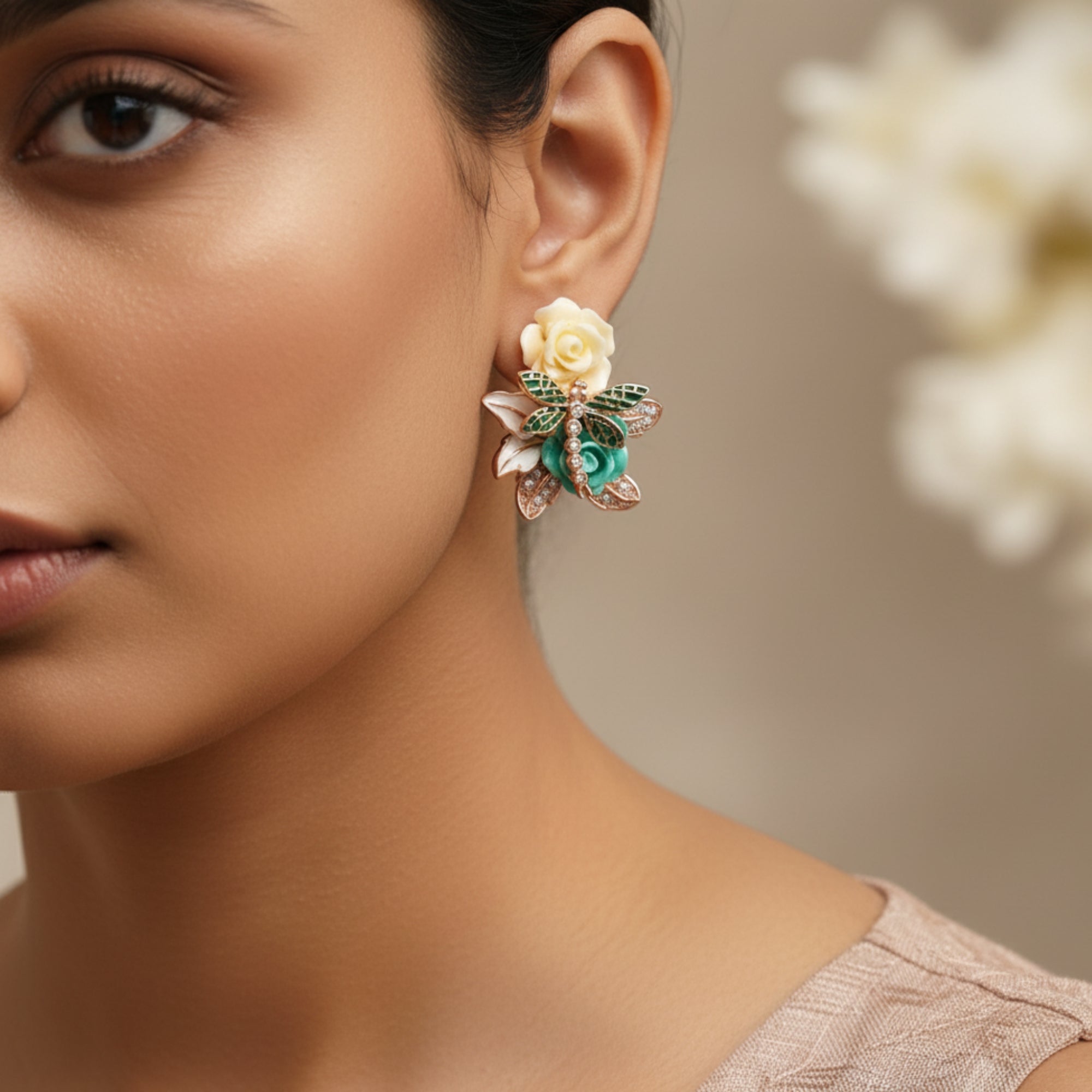 Silver Fleur Essence Earrings for Women