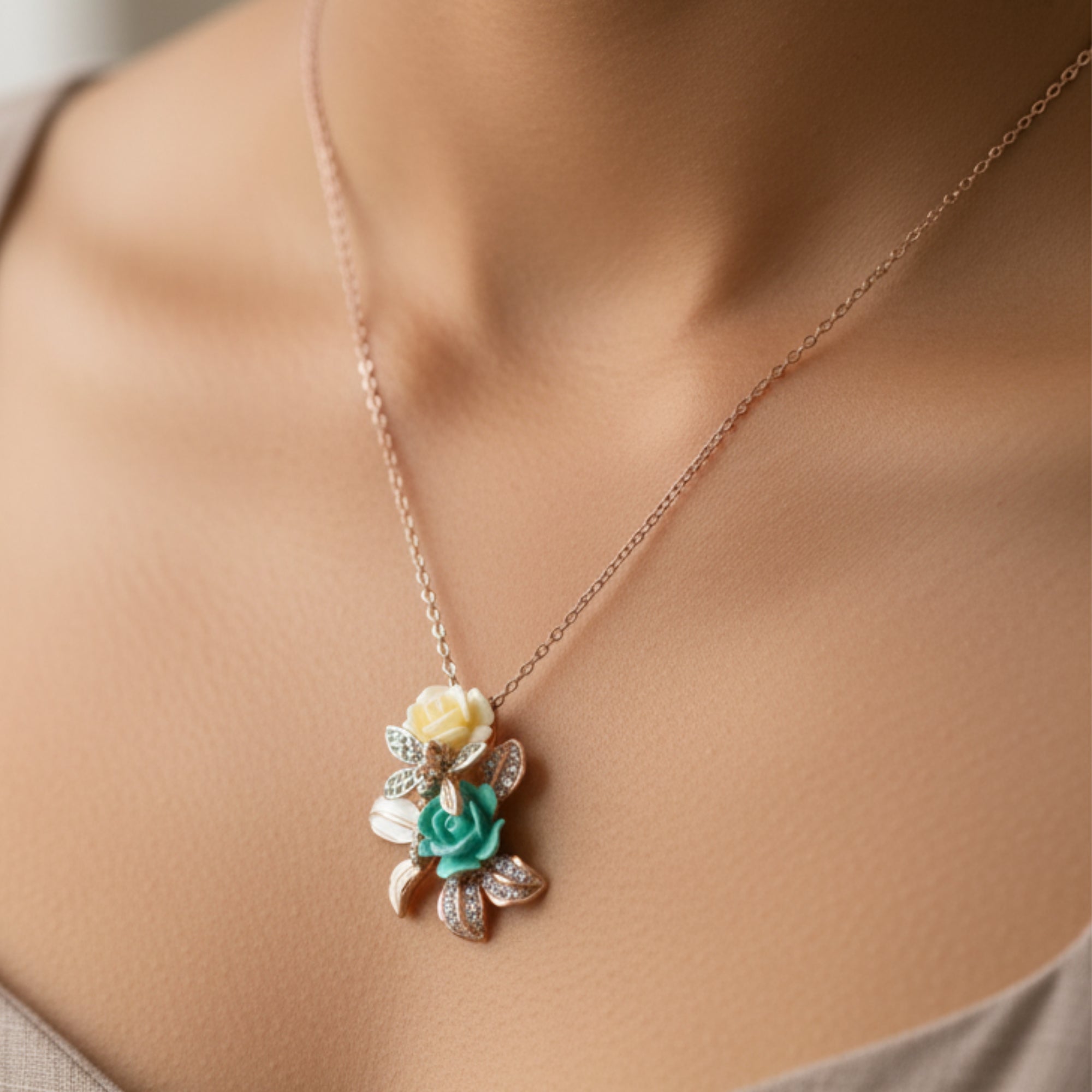 Silver Fleur Essence Necklace for Women