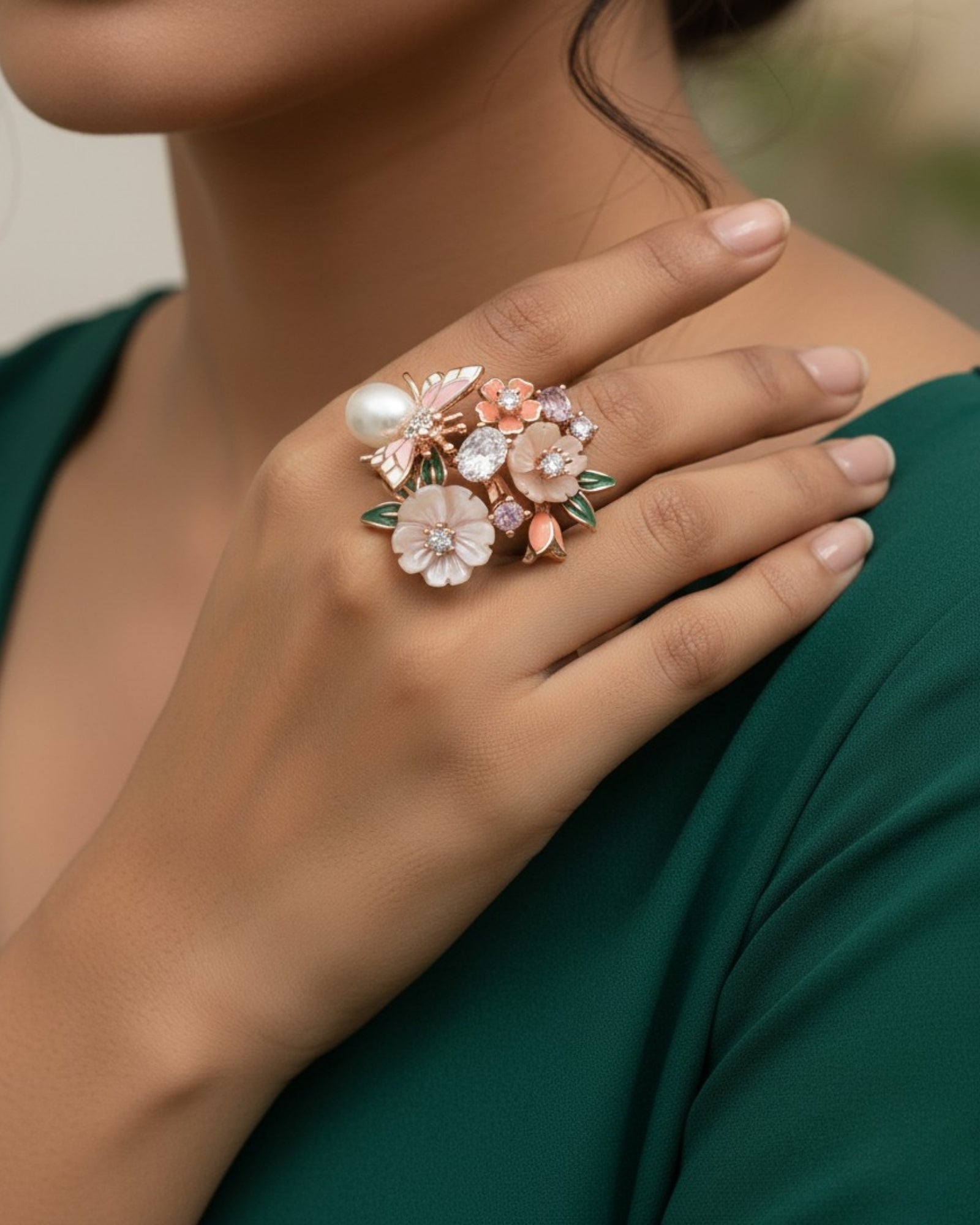 Silver Coralé Fleur Ring for Women