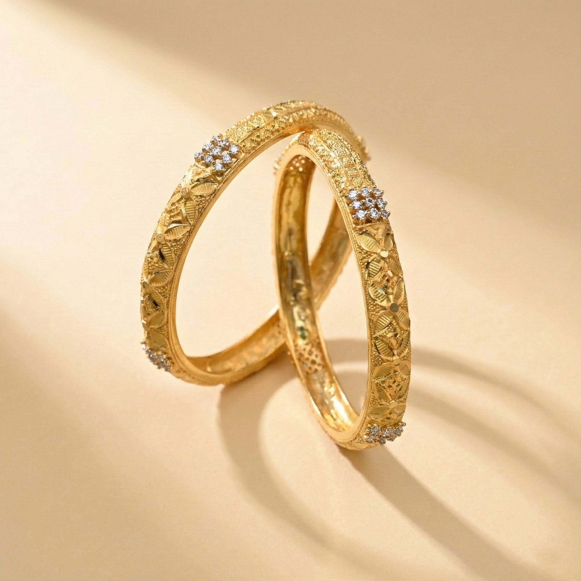 Sorvaya Heritage Engraved Bangles in Silver 925 (Gold Polished)