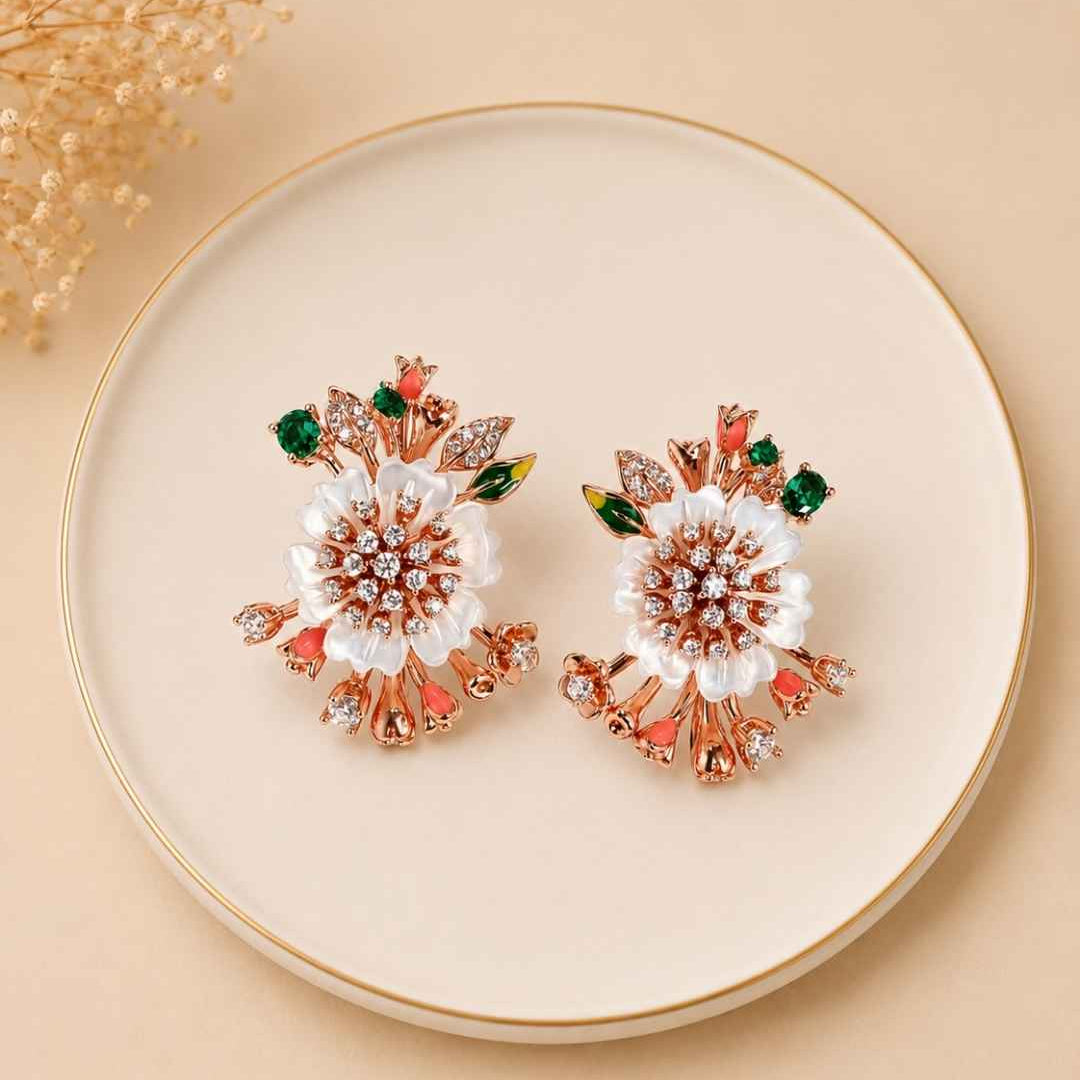 Radiant Peony Silver 925 Earrings