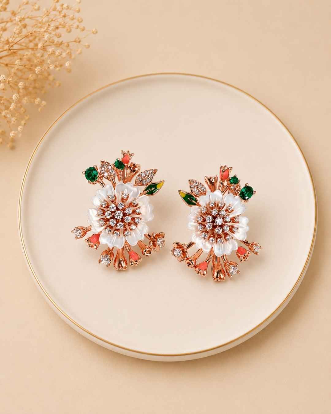 Radiant Peony Silver 925 Earrings