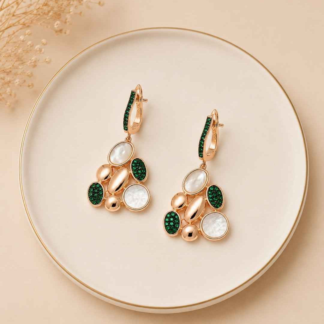 Verdant Mosaic Silver 925 Earrings