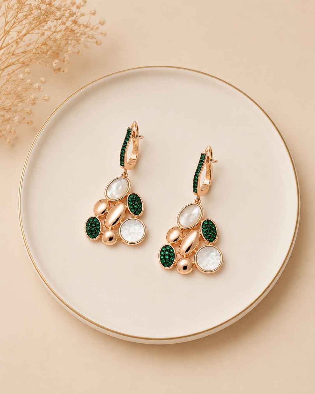 Verdant Mosaic Silver 925 Earrings