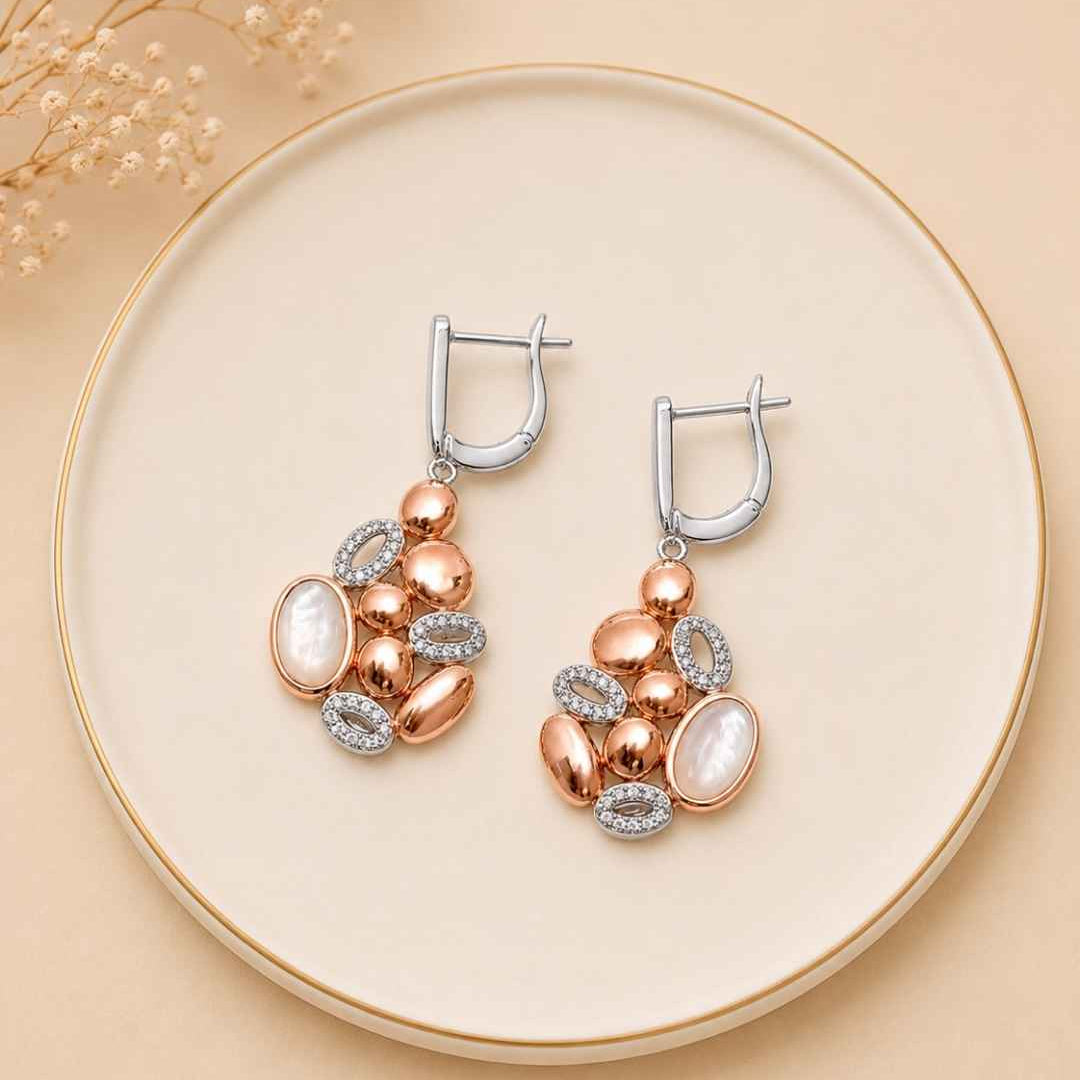 Pebble Mosaic Silver 925 Earrings