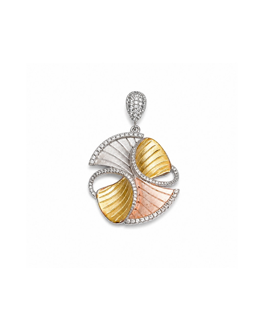 Dual Tone Sculpted Fan Silver 925 Pendant