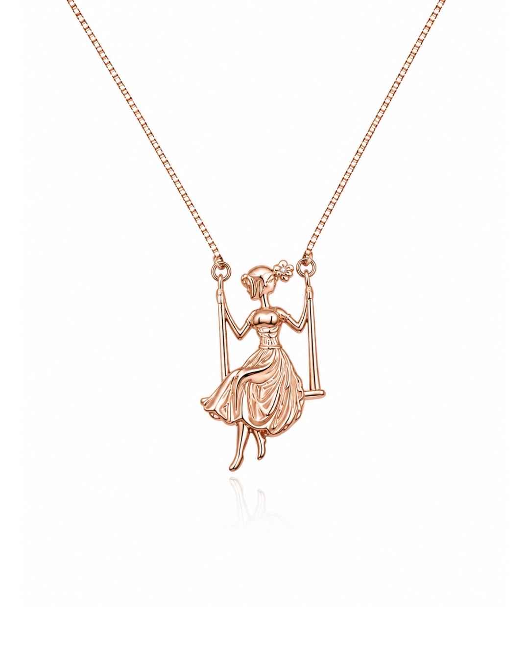 Whimsical Swing Rose Gold Silver 925 Necklace