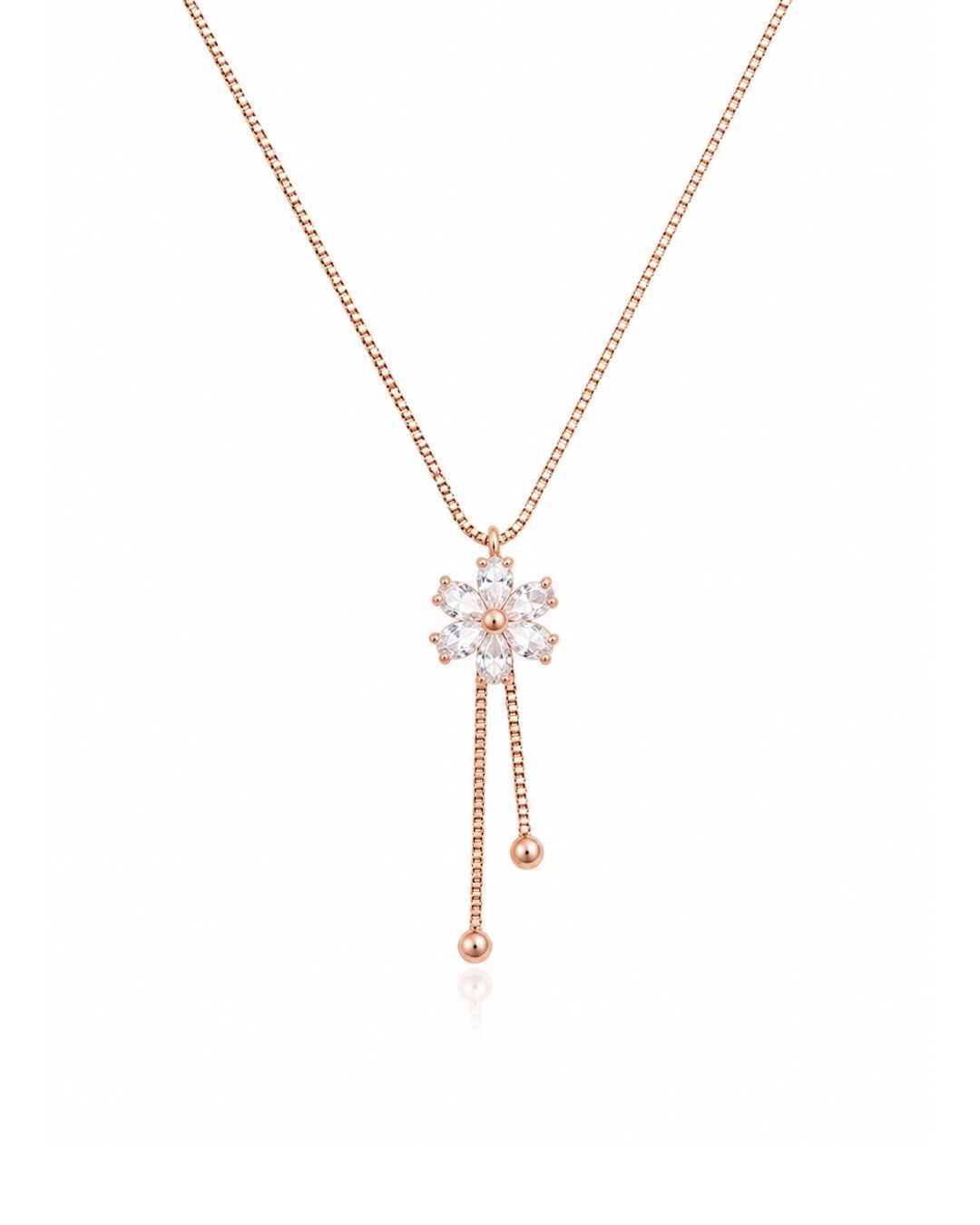 Radiant Daisy Tassel Rose Gold Silver 925 Necklace