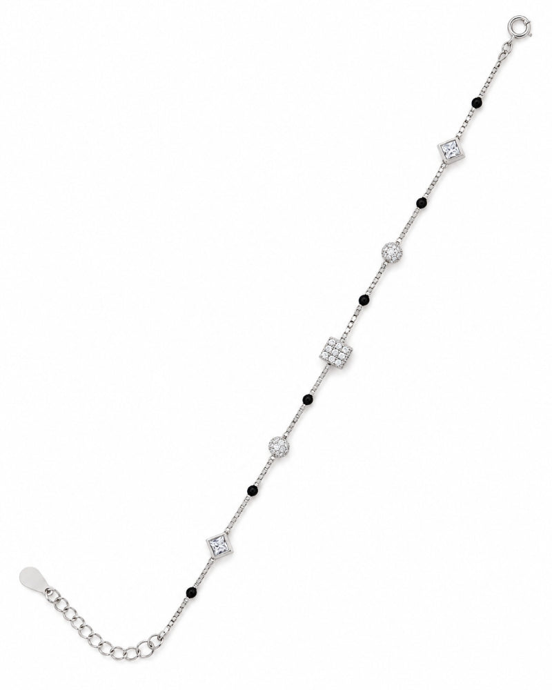 Midnight Pavé Station 925 Sterling Silver Mangalsutra Bracelet