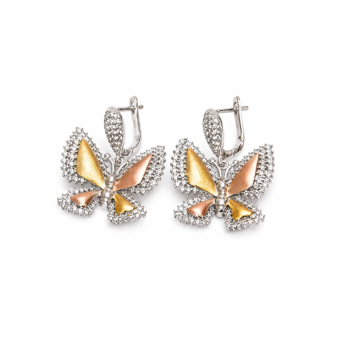 Dual Tone Butterfly Silver 925 Earrings