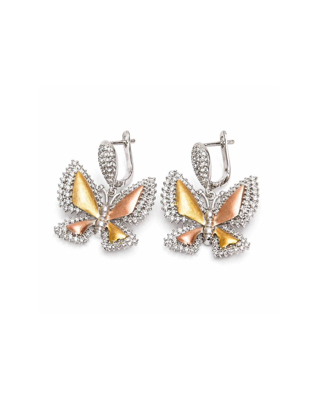 Dual Tone Butterfly Silver 925 Earrings
