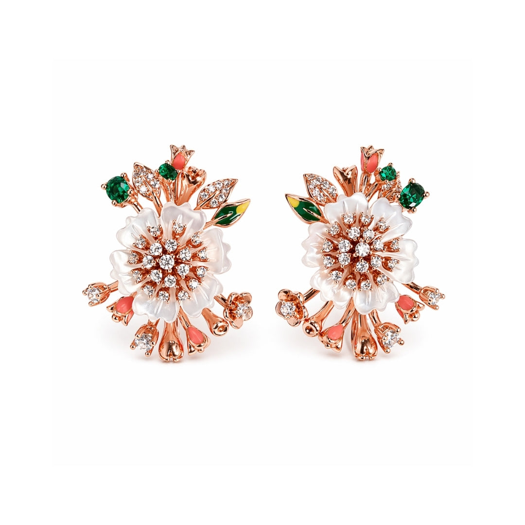Radiant Peony Silver 925 Earrings