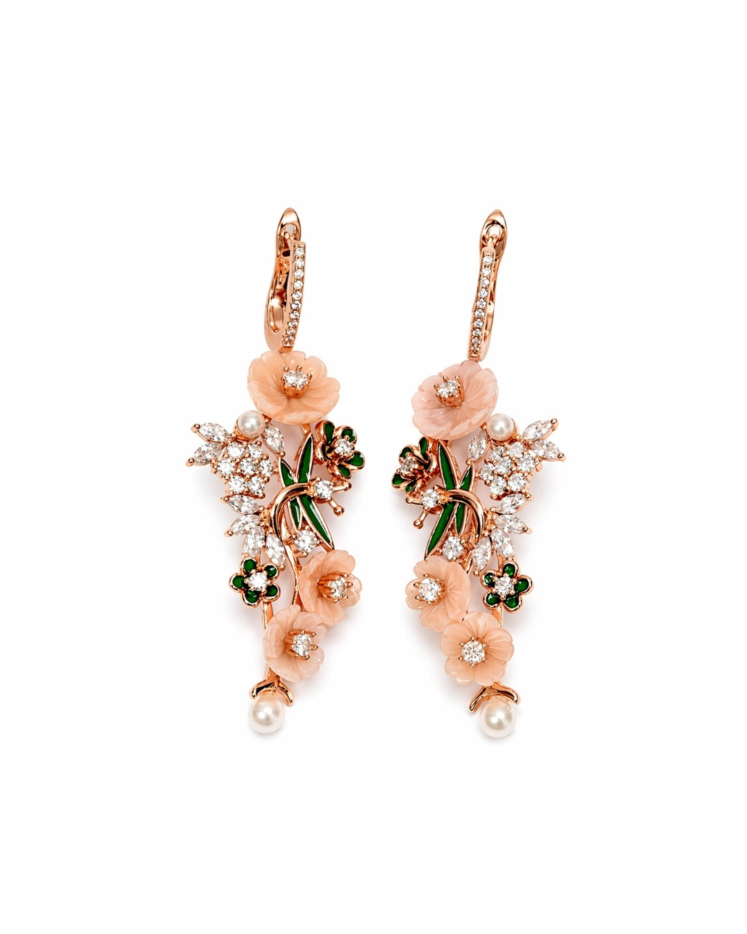 Peach Blossom Cascade Silver 925 Earrings