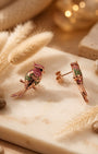 Tropical Bird Rose Gold Silver 925 Earrings