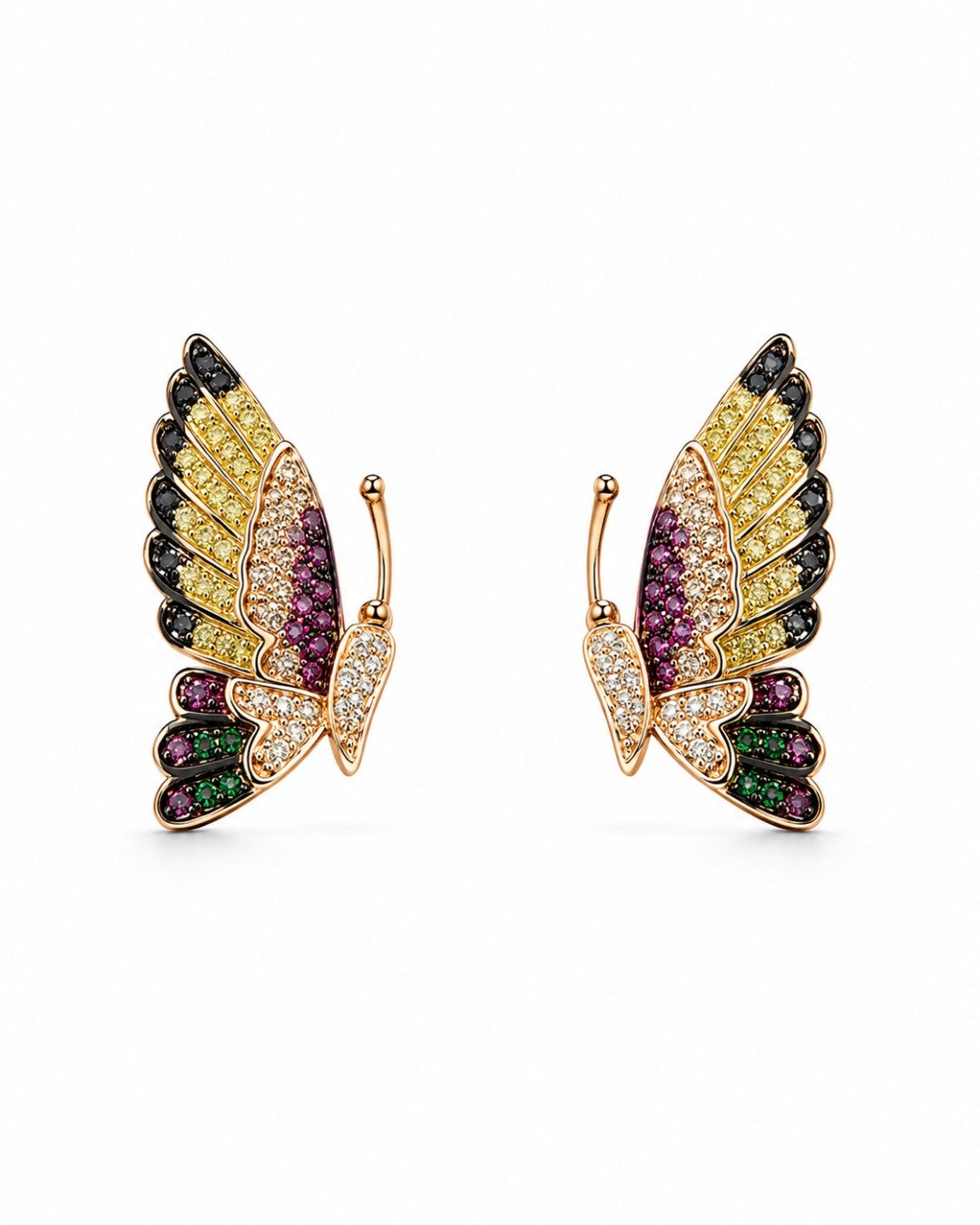 Prismatic Butterfly Rose Gold Silver 925 Earrings