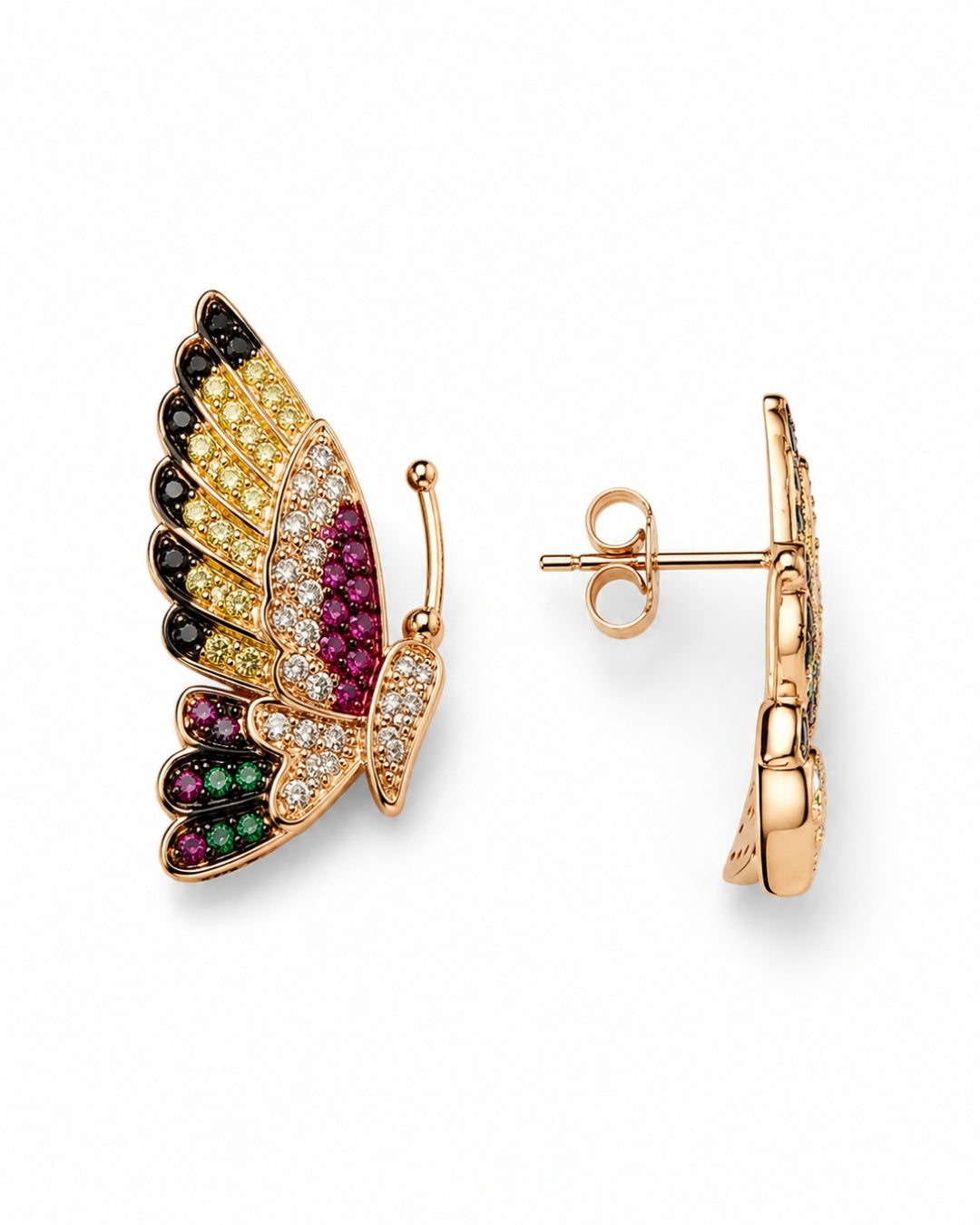 Prismatic Butterfly Rose Gold Silver 925 Earrings