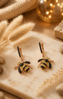 Striped Bee Rose Gold Silver 925 Earrings