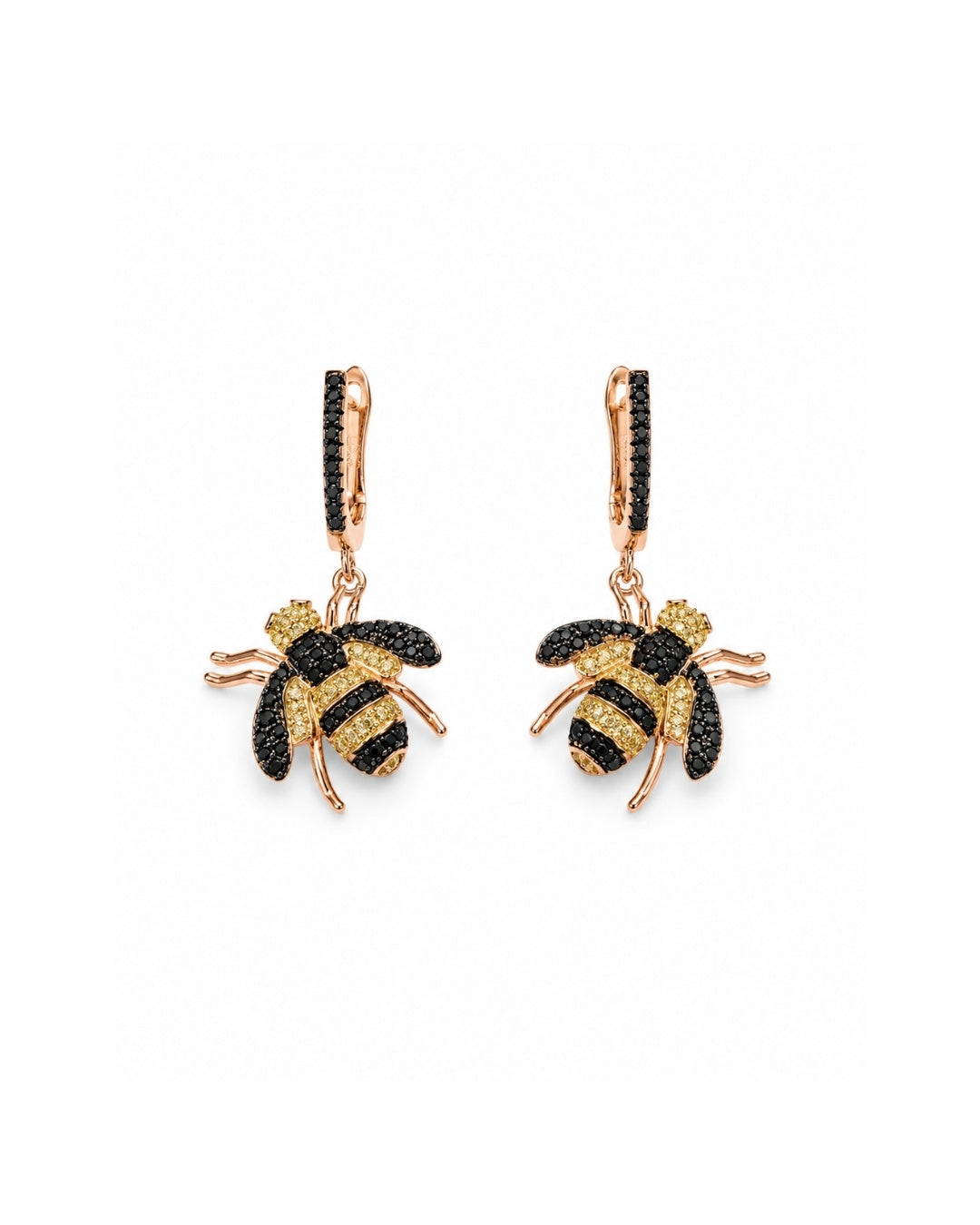Striped Bee Rose Gold Silver 925 Earrings