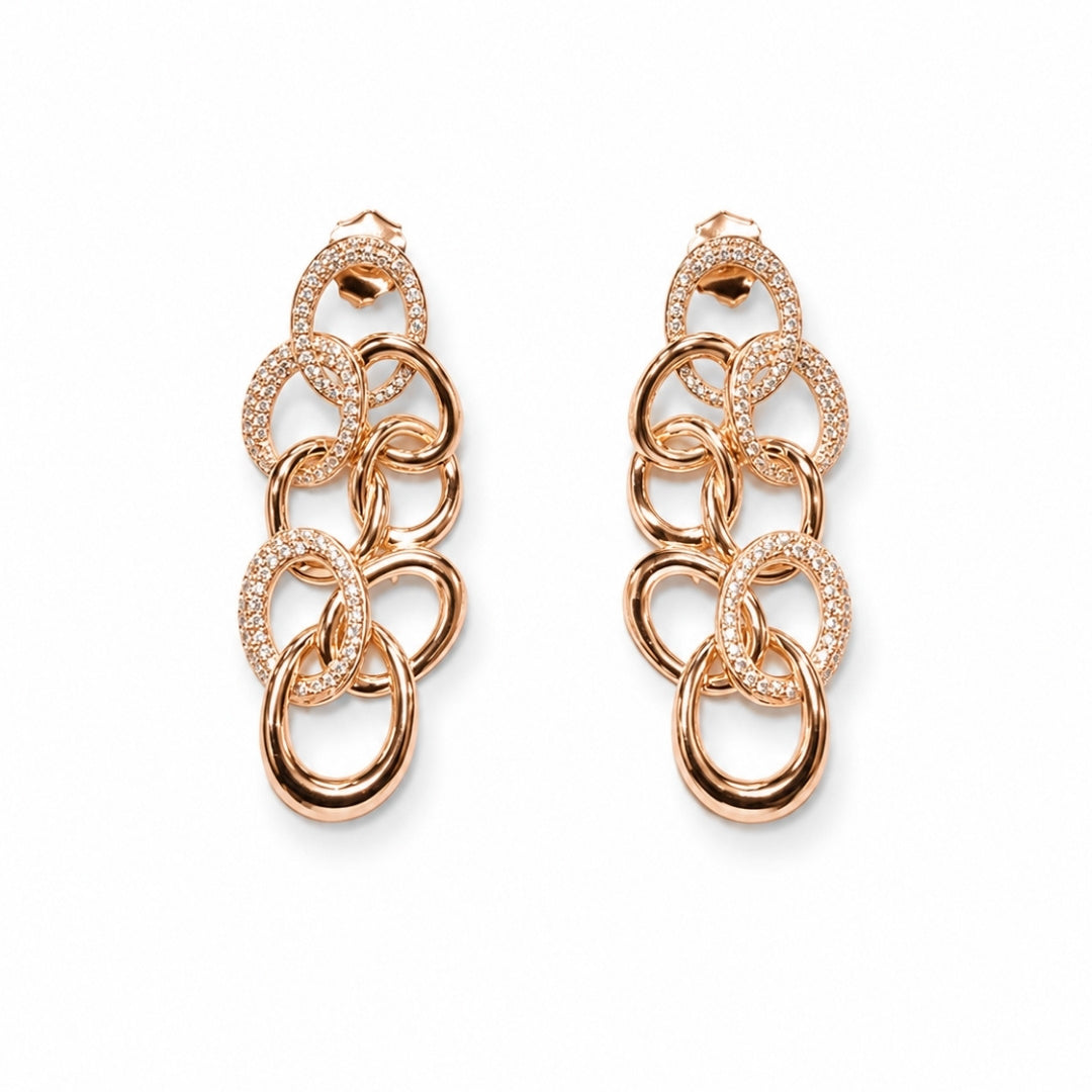 Interlocking Links Rose Gold Silver 925 Earrings