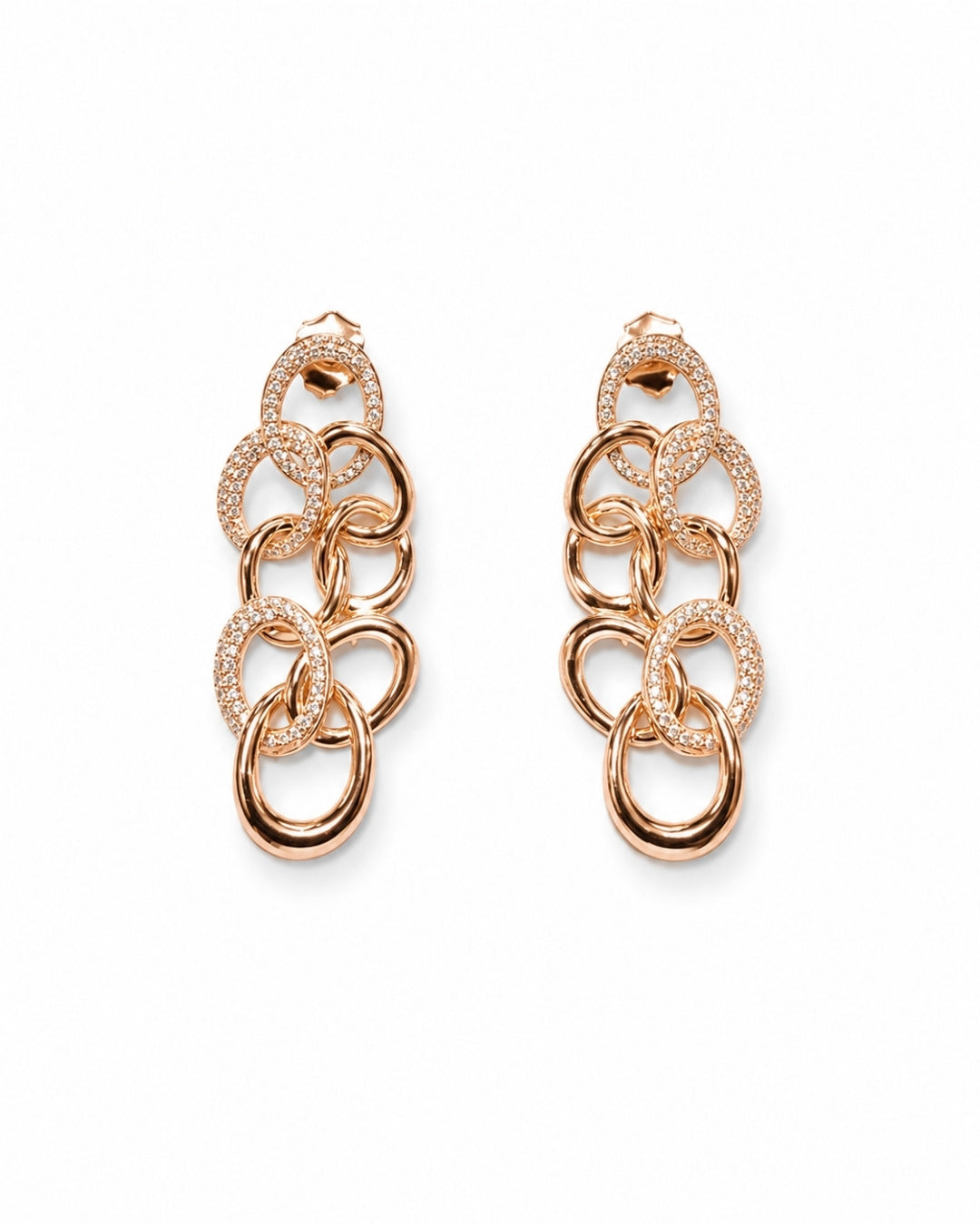 Interlocking Links Rose Gold Silver 925 Earrings