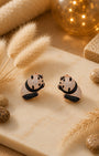 Playful Panda Rose Gold Silver 925 Earrings