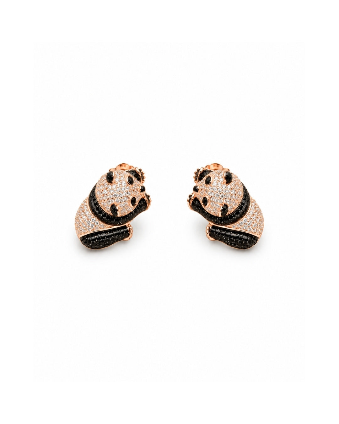 Playful Panda Rose Gold Silver 925 Earrings