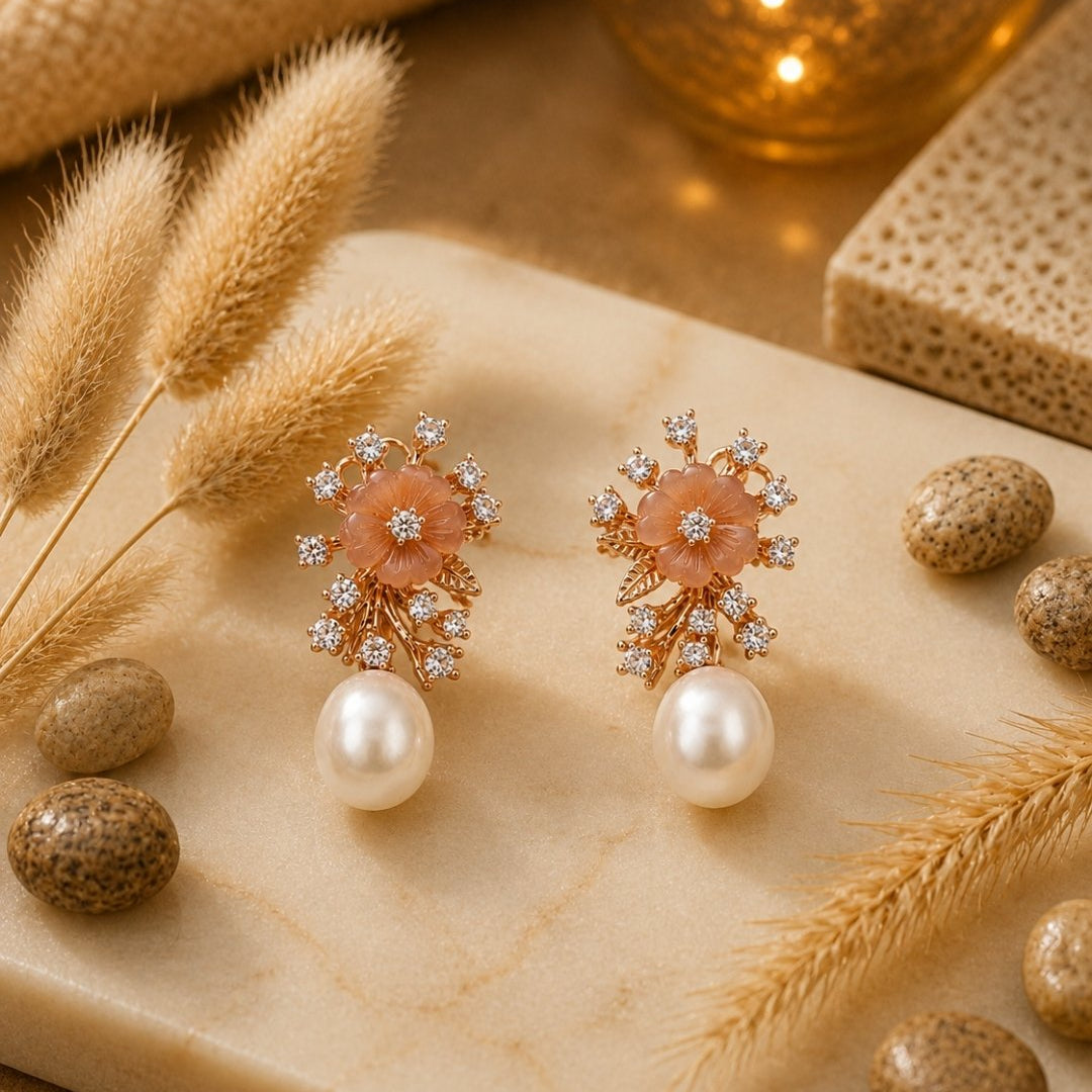 Blush Blossom Rose Gold Silver 925 Earrings