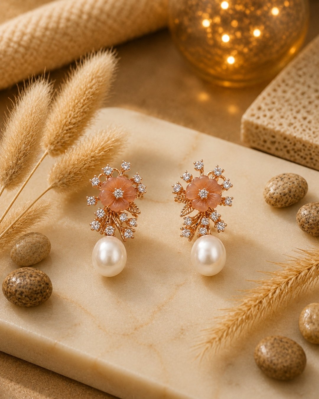 Blush Blossom Rose Gold Silver 925 Earrings