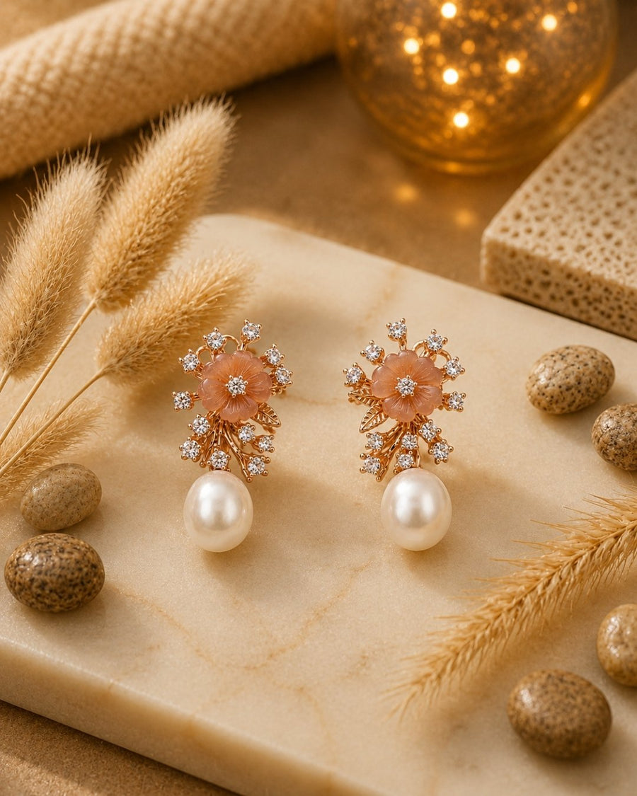 Blush Blossom Rose Gold Silver 925 Earrings