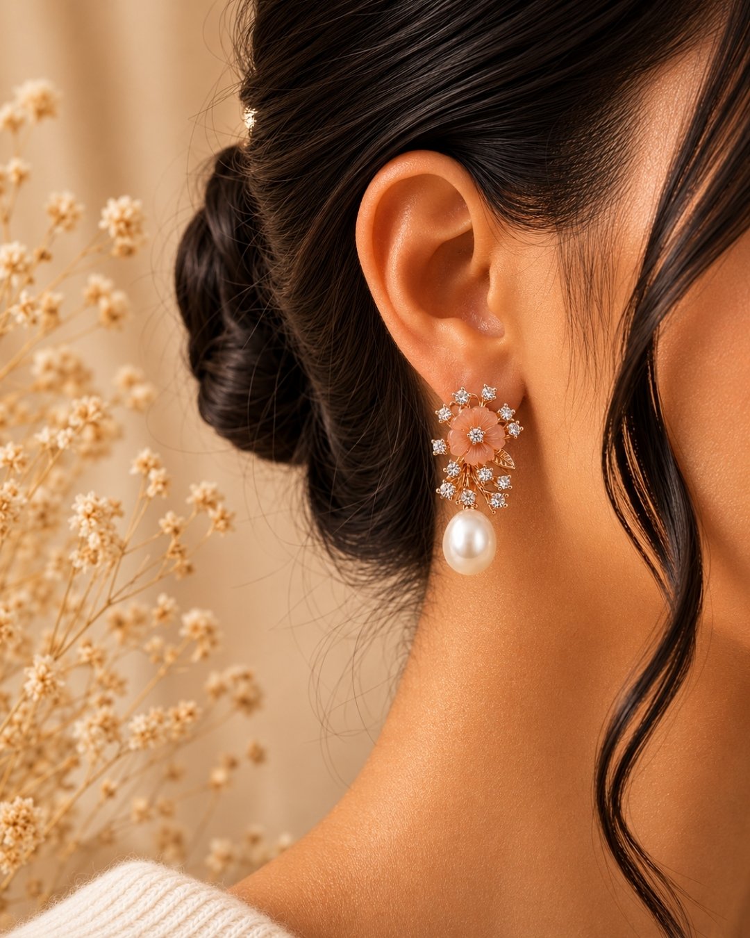 Blush Blossom Rose Gold Silver 925 Earrings