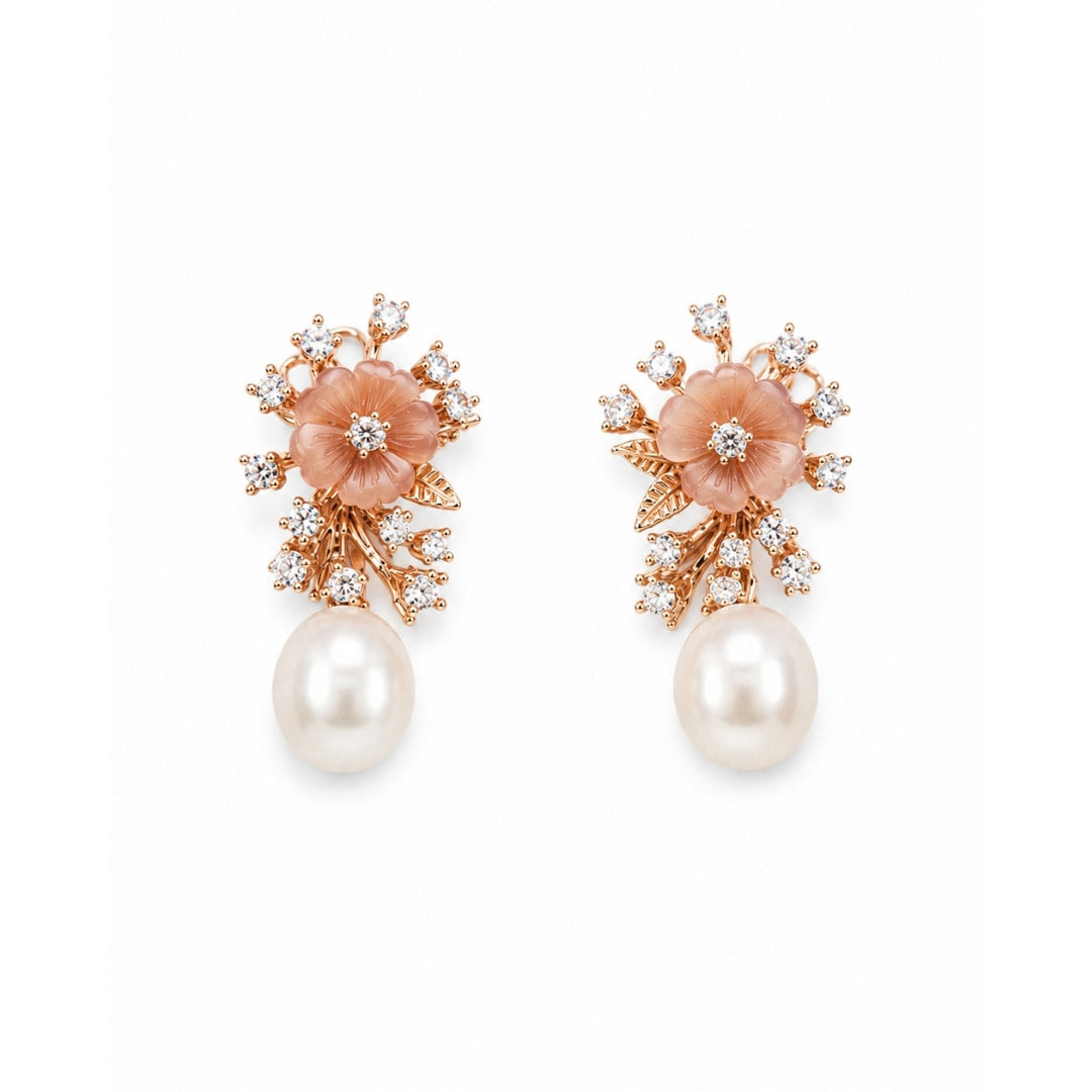 Blush Blossom Rose Gold Silver 925 Earrings