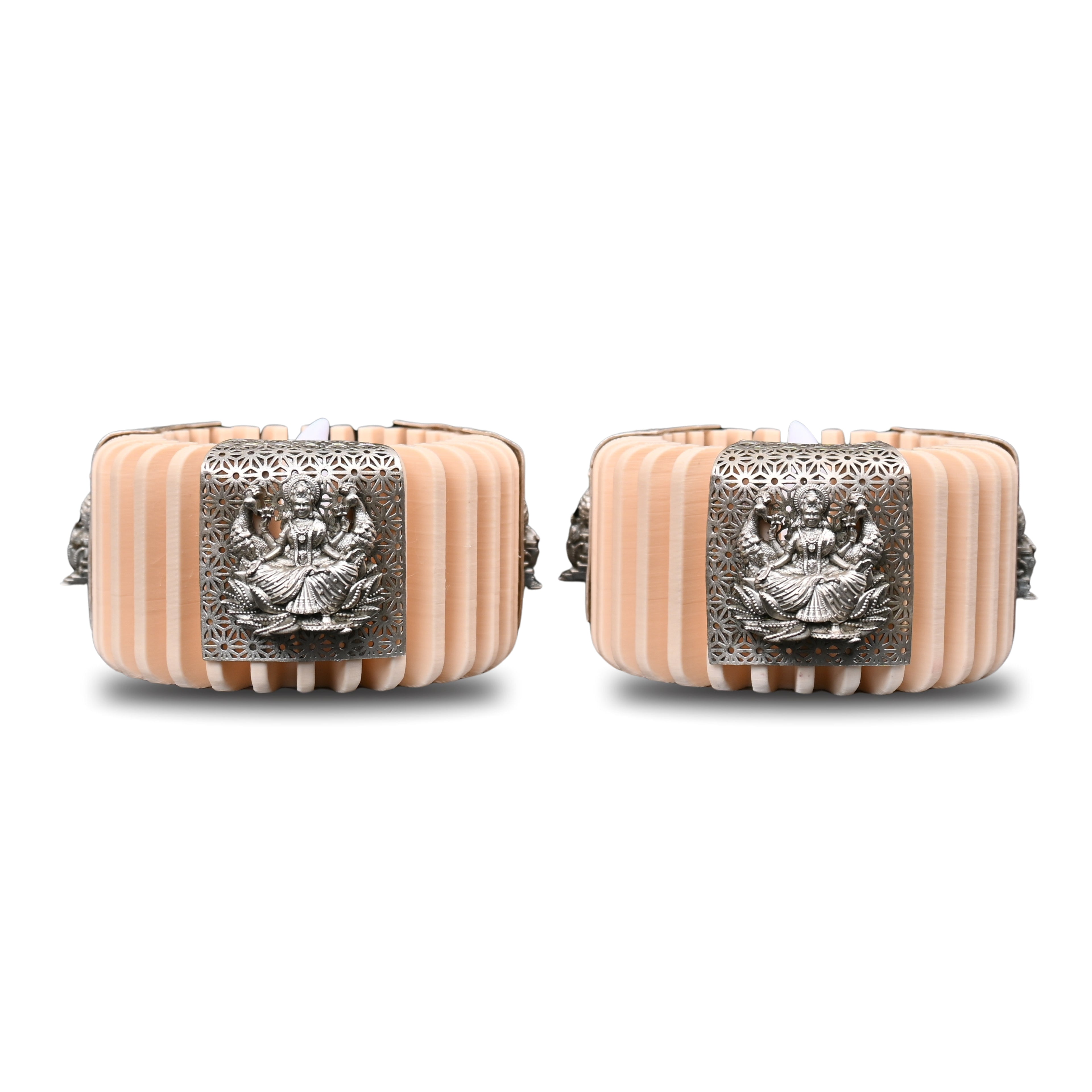 Goddess Lakshmi Pure Silver Lamp in Ivory – Surya Edition Silver Diya (76g)