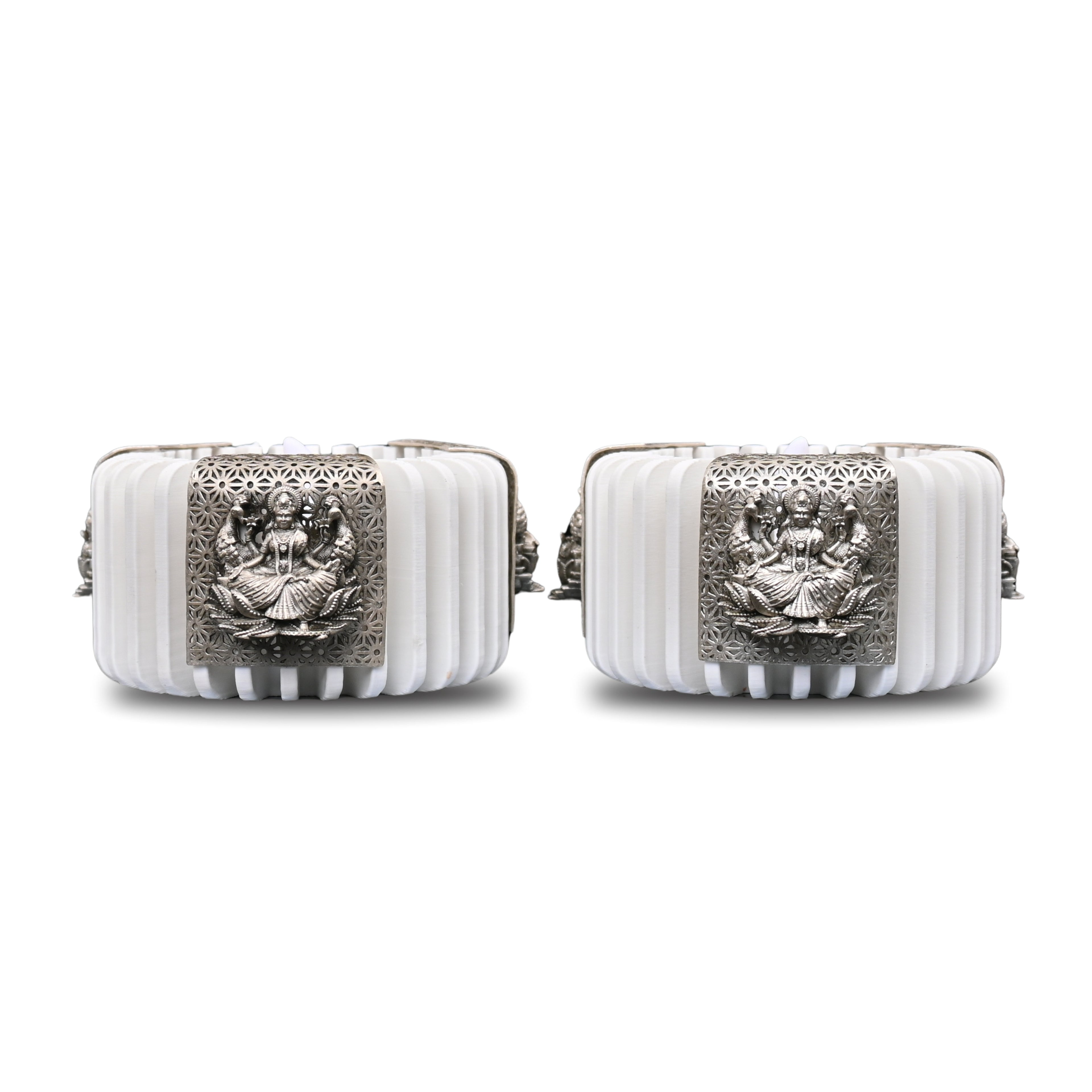 Goddess Lakshmi Pure Silver Lamp in White – Surya Edition Silver Diya (76g)