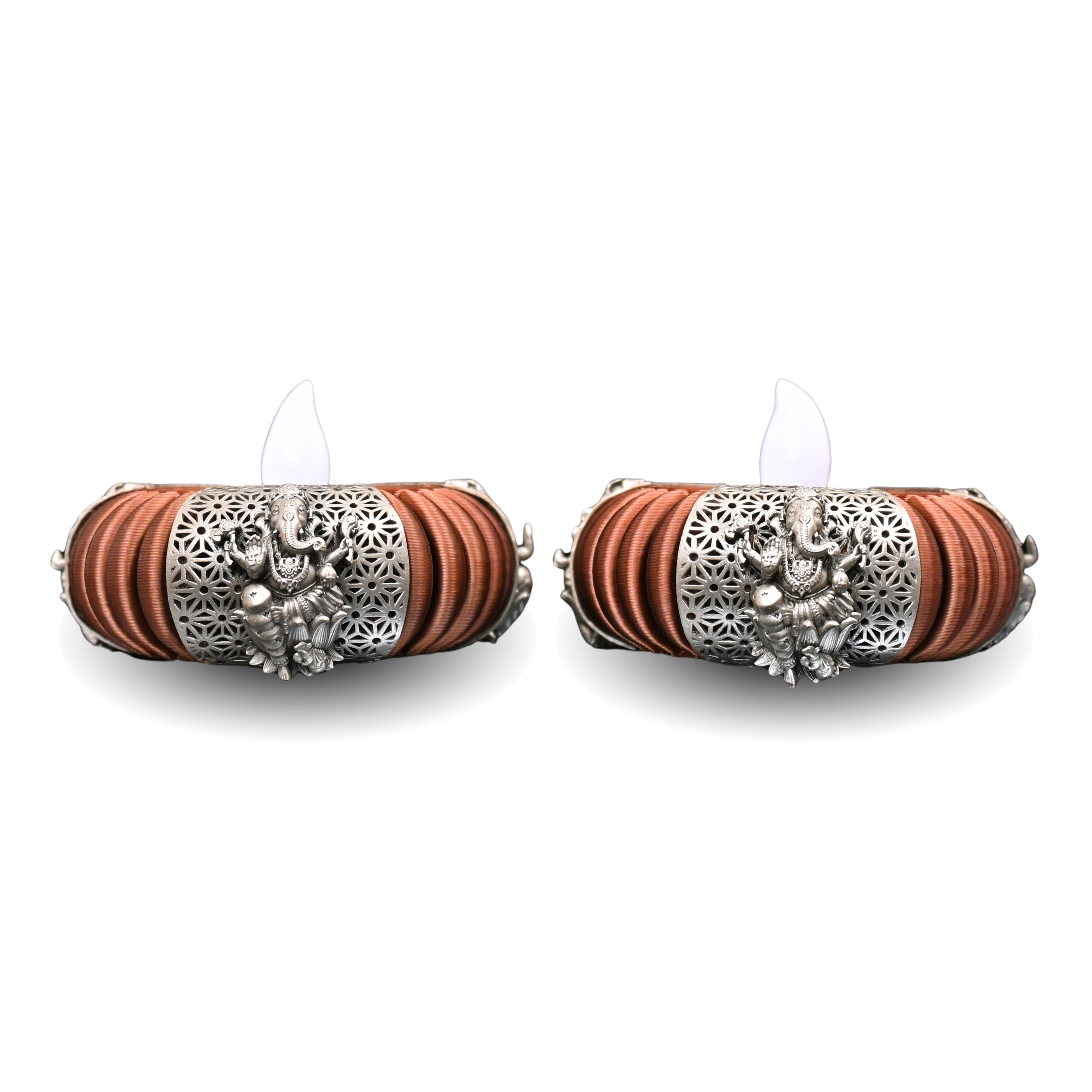 Lord Ganesha Pure Silver Lamp in Copper – Varuna Edition Silver Diya (52g)