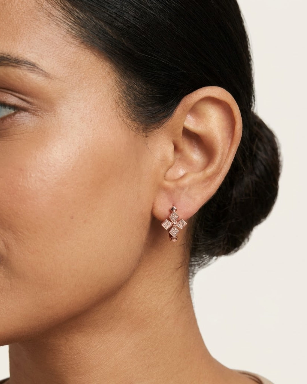 Petal Clover Hoops 925 Silver Rose Gold Earrings