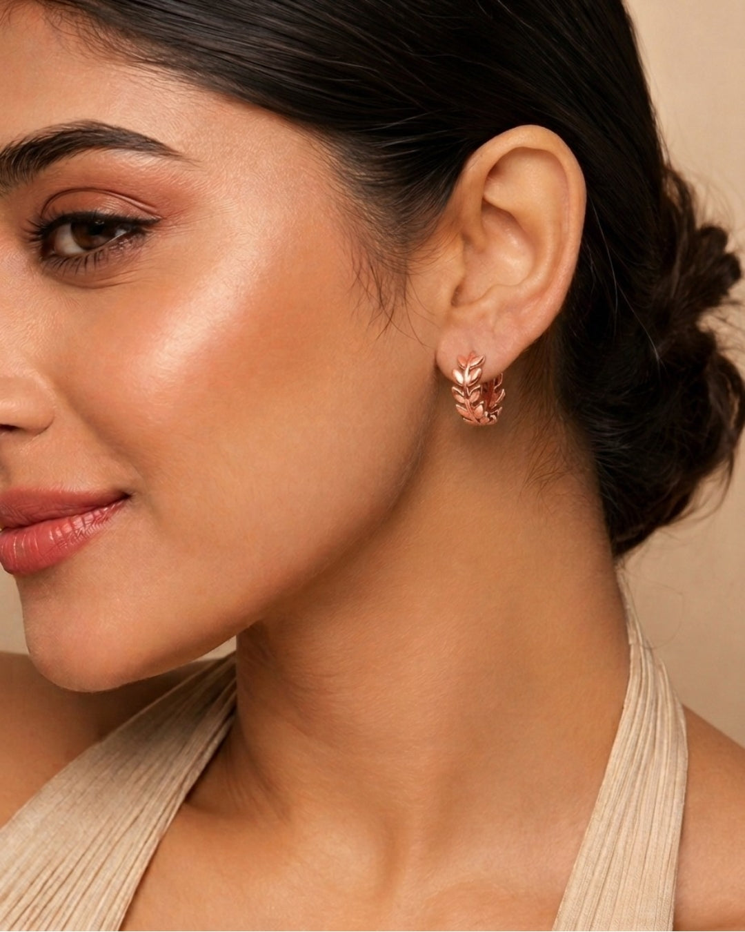 Laurel Vine Hoops 925 Silver Rose Gold Earrings