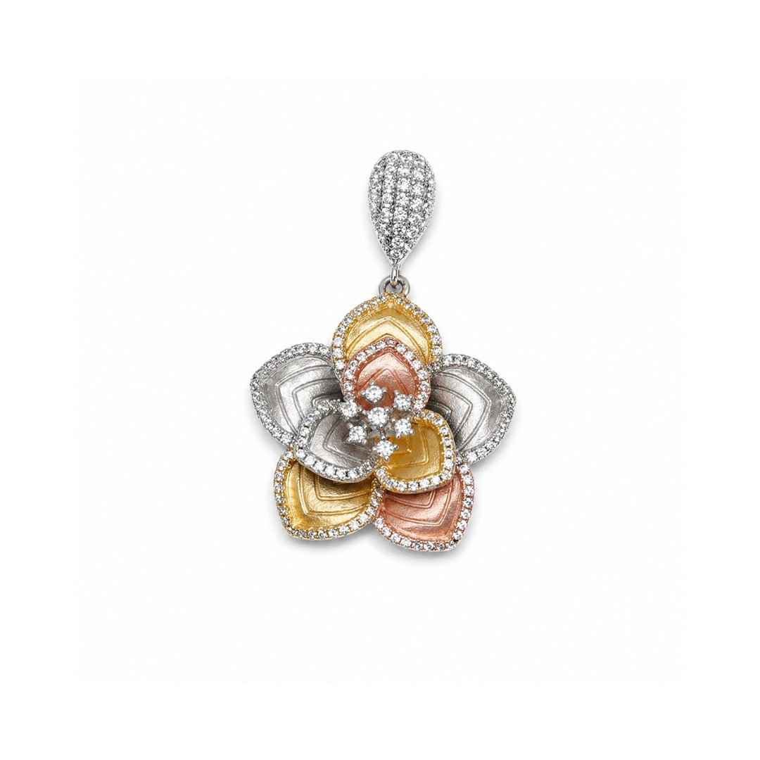 Dual Tone Layered Blossom Silver 925 Pendant
