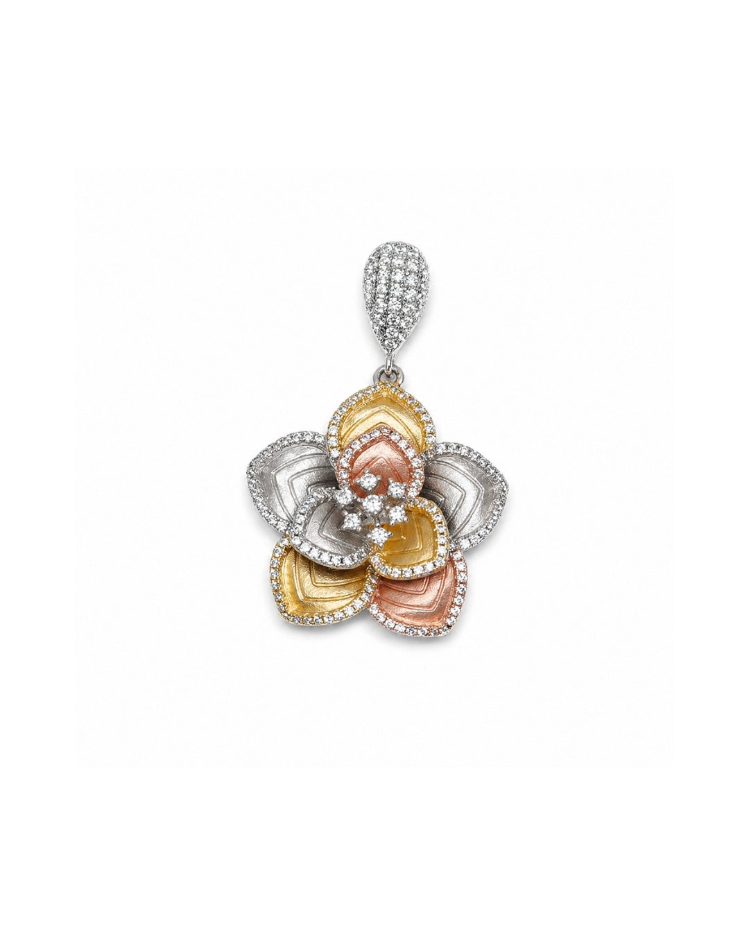 Dual Tone Layered Blossom Silver 925 Pendant