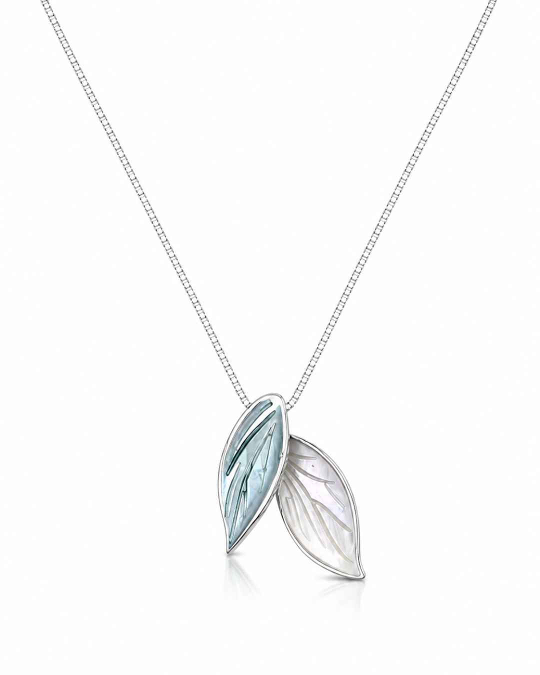 Serene Twin Leaf Silver 925 Necklace