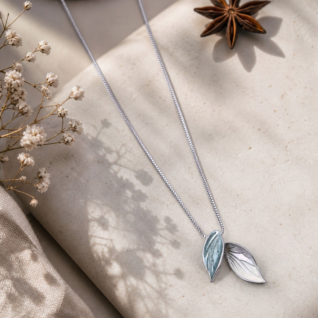 Serene Twin Leaf Silver 925 Necklace