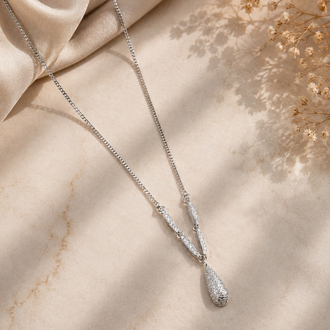 Radiant Teardrop Drop Silver 925 Necklace