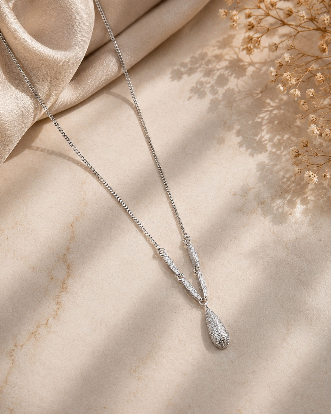 Radiant Teardrop Drop Silver 925 Necklace